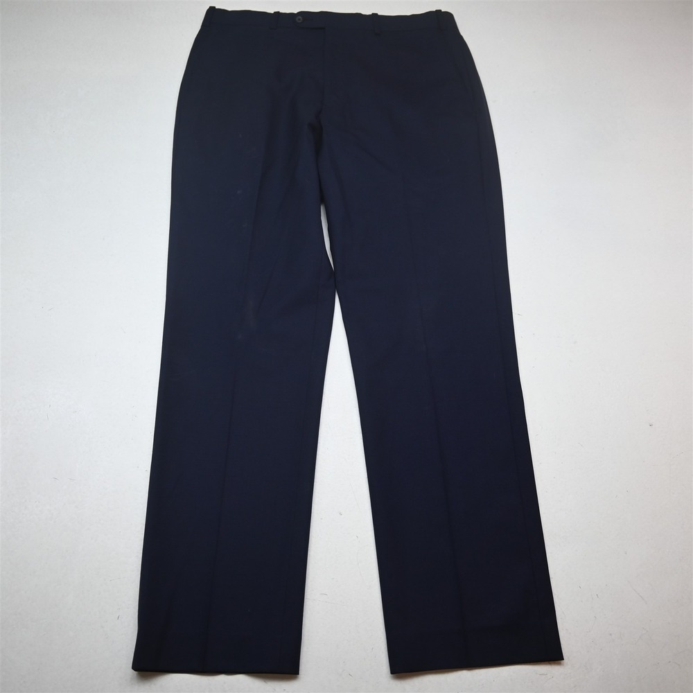 JB Britches 34x32 Navy Blue Stretch Wool Torino Classic Straight Dress Pants